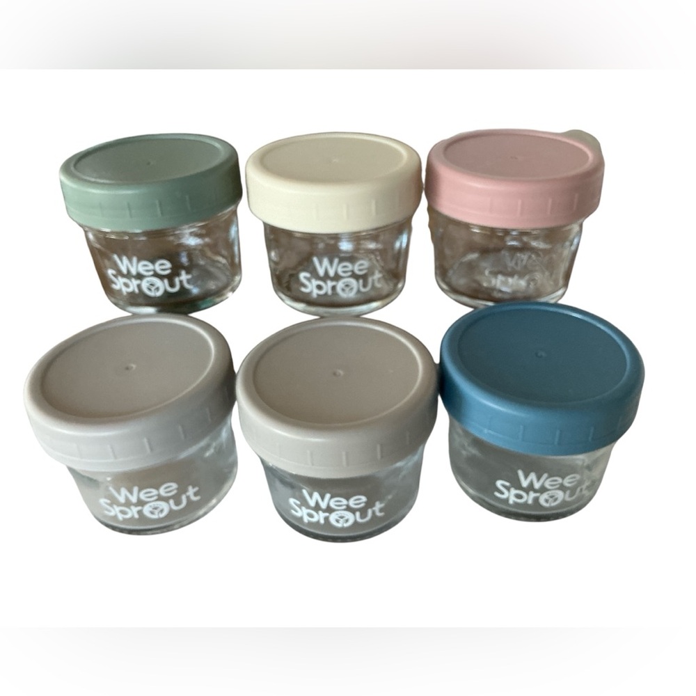 Wee Sprout Baby Food 2oz Glass Jars For Storage with Silicone Lids- 6